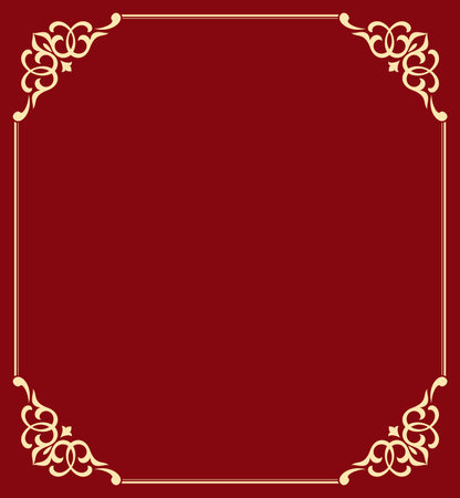 Decorative frame Elegant vector element for design in Eastern style, place for text. Floral golden and red border. Lace illustration for invitations and greeting cardsのイラスト素材