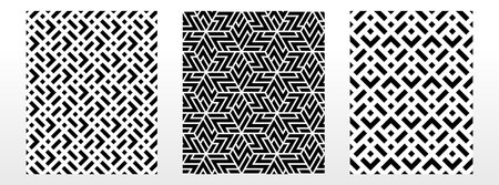 Geometric set of seamless black and white patterns. Simple vector graphics.のイラスト素材