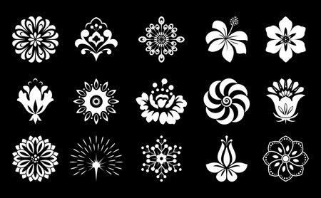 Flower icons set. Isolated elements for design. Vector graphics.のイラスト素材