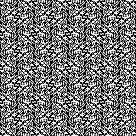 Flower pattern. Seamless white and black ornament. Graphic vector background.のイラスト素材