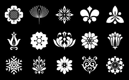 Flower icons set. Isolated elements for design. Vector graphics.のイラスト素材