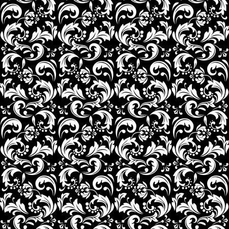 Flower pattern. Seamless white and black ornament. Graphic vector background.のイラスト素材