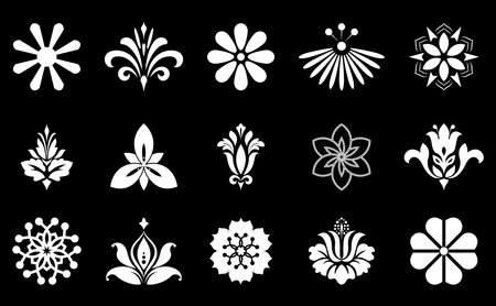 Flower icons set. Isolated elements for design. Vector graphics.のイラスト素材