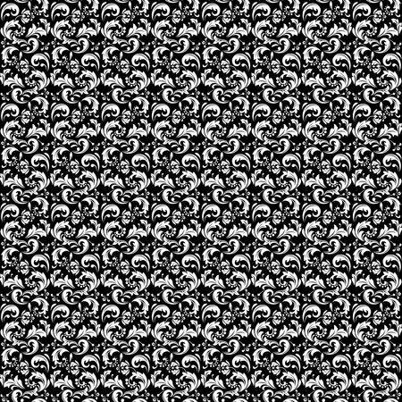 Flower pattern. Seamless white and black ornament. Graphic vector background.のイラスト素材