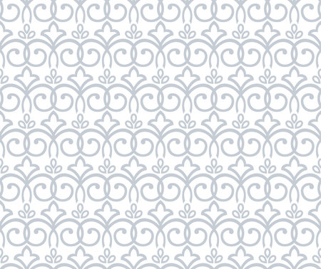 Flower geometric pattern. Seamless vector background. White and gray ornamentのイラスト素材