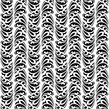 Flower geometric pattern. Seamless vector background. White and black ornament.のイラスト素材