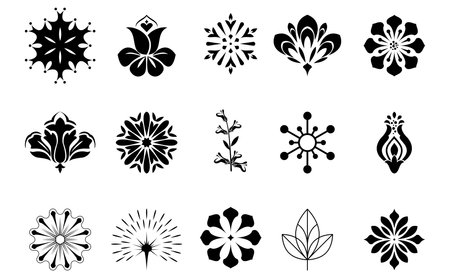 Flower icons set. Isolated elements for design. Vector graphics.のイラスト素材
