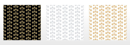 Collection of flower geometric patterns. Seamless vector backgrounds. Colored ornaments. Ornament for fabric, wallpaper, packaging. Decorative printsのイラスト素材
