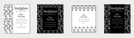 Set of abstract floral patterns. Vector seamless backgrounds. Perfect for invitations or announcementsのイラスト素材