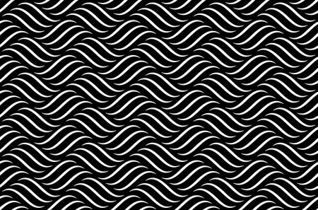 The geometric pattern with wavy lines. Seamless vector background. White and black texture. Simple lattice graphic design.のイラスト素材