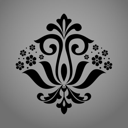 Damask graphic ornament. Floral design element. Black and gray vector patternのイラスト素材