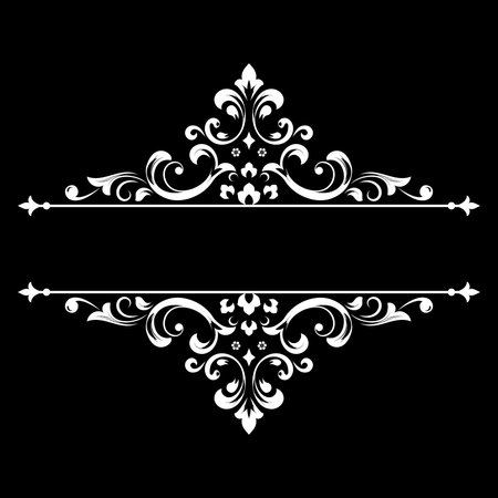 Vintage black and white element. Graphic vector design. Damask graphic ornament.のイラスト素材