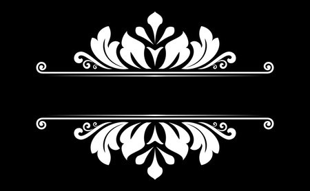 Vintage black and white element. Graphic vector design. Damask graphic ornament.のイラスト素材