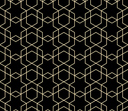 The geometric pattern with lines. Seamless vector background. Golden and black texture. Graphic...
