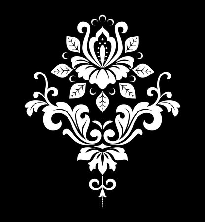 Damask graphic ornament. Floral design element. Black and white vector pattern.のイラスト素材