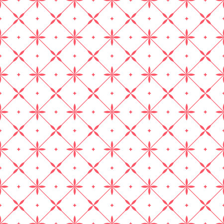 The geometric floral pattern with lines. Seamless vector background. White and pink texture. Graphic modern pattern. Simple lattice graphic designのイラスト素材