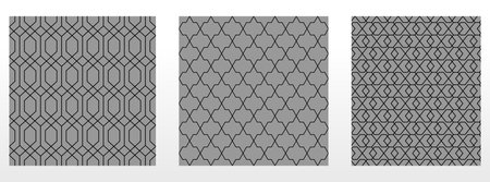 Geometric set of seamless black and gray patterns. Simple vector graphicsのイラスト素材