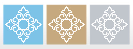 Set of decorative frames Elegant vector element for design in Eastern style, place for text. Floral colored borders. Lace illustration for invitations and greeting cardsのイラスト素材