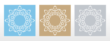 Set of decorative frames Elegant vector element for design in Eastern style, place for text. Floral colored borders. Lace illustration for invitations and greeting cardsのイラスト素材