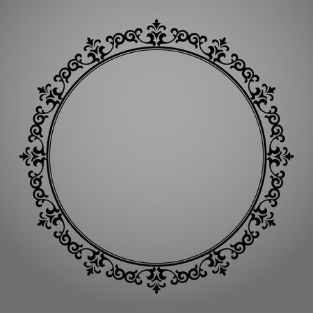 Decorative frame Elegant vector element for design in Eastern style, place for text. Floral black and gray border. Lace illustration for invitations and greeting cardsのイラスト素材