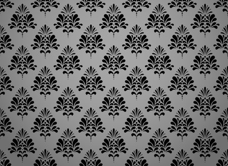 Floral pattern. Seamless vector background. Vintage wallpaper in the Baroque style. Gray and black...