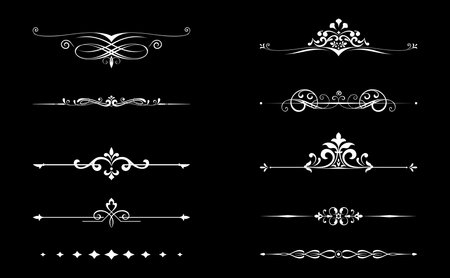 Vintage set. Floral elements for design monograms, invitations, frames, menus and labels. Graphic design of the website, cafes, boutiques, hotels, wedding invitations.のイラスト素材