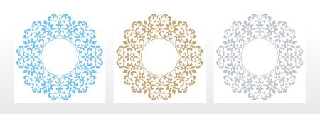 Set of decorative frames Elegant vector element for design in Eastern style, place for text. Floral colored borders. Lace illustration for invitations and greeting cardsのイラスト素材