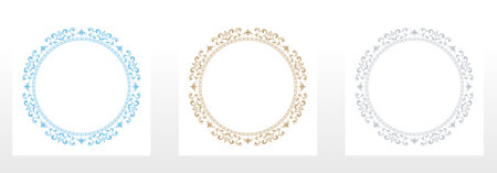 Set of decorative frames Elegant vector element for design in Eastern style, place for text. Floral colored frames. Lace illustration for invitations and greeting cardsのイラスト素材