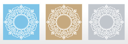 Set of decorative frames Elegant vector element for design in Eastern style, place for text. Floral colored frames. Lace illustration for invitations and greeting cardsのイラスト素材