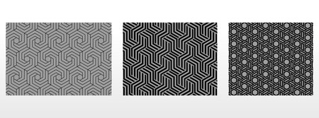 Geometric set of seamless black and gray patterns. Simple vector graphics