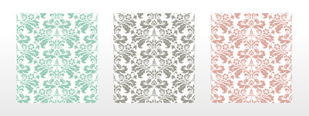 Wallpapers in the style of Baroque.. Set of colored floral ornaments. Seamless vector backgrounds...