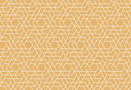 The geometric pattern with lines. Seamless vector background. White and golden texture. Graphic...