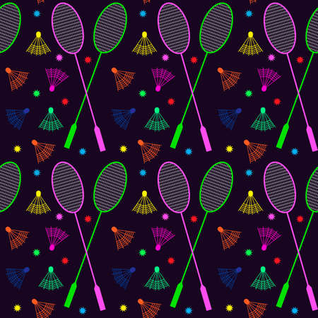 Seamless background with rackets and shuttlecocks. Badminton.のイラスト素材