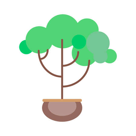 Potted plant in a flat style on a white background. Decorative treeのイラスト素材