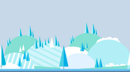 Seamless horizontal winter landscape landscape in the style of flat.のイラスト素材