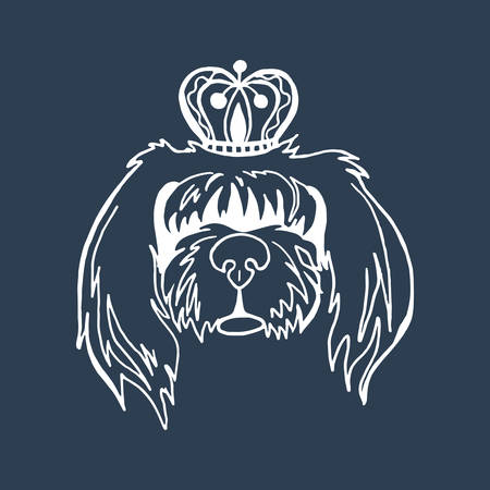 Long-haired dog in the crown.のイラスト素材