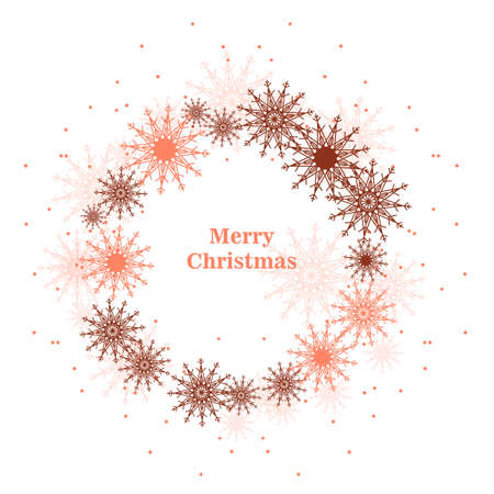 Round frame with snowflakes isolated on white background. Merry Christmas. Vector illustrationのイラスト素材