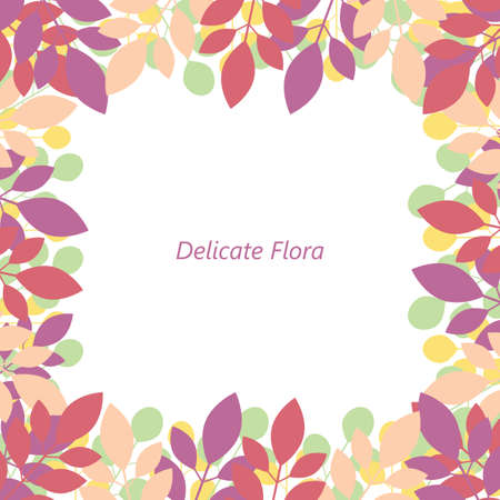 Frame of multicolored leaves. Delicate Flora. Isolated vector.のイラスト素材