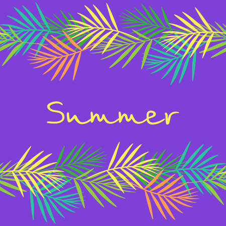 Bright postcard from abstract tropical leaf style flat. Summer. Vector illustrationのイラスト素材