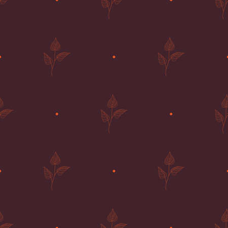 Seamless floral pattern. Autumn background. Line drawing. Hand drawn vector.の写真素材