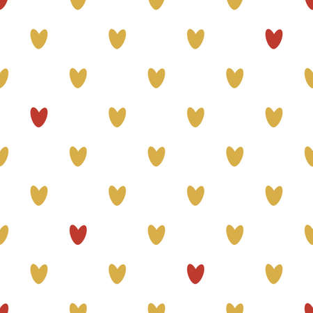 Seamless pattern of gold and red hearts. Background for wrapping paper.の写真素材
