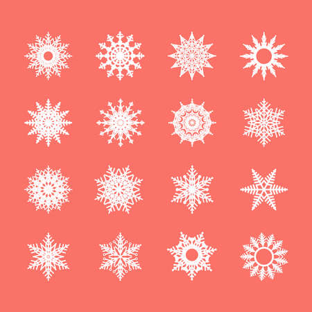 Set of snowflakes and stars. Vector illustration.のイラスト素材