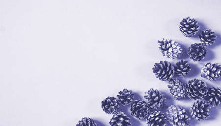 Very peri color of the year 2022. Trendy concept. cones on a purple background, space for text New...