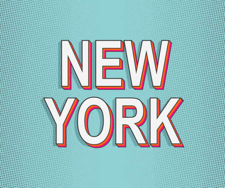 New York. America Travel Card. Lettering Greeting card. Modern Pop Art Typography. Grunge dots...