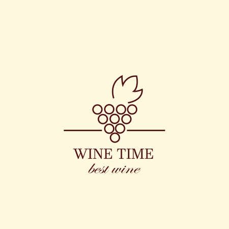 Vector grape vine and wine bottles, negative space  design template. Colorful trendy illustration. Concept for wine list, bar menu, alcohol drinks, wine label.のイラスト素材