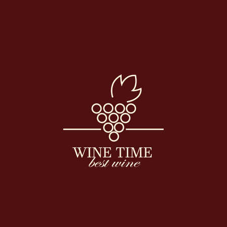 Vector grape vine and wine bottles, negative space  design template. Colorful trendy illustration. Concept for wine list, bar menu, alcohol drinks, wine label.のイラスト素材