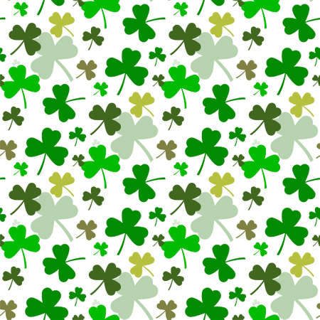 Vector abstract logo for St. Patrick's Day on Shamrock background, irish Clover composition with label saint patrick day on shamrock leaf pattern backdropのイラスト素材