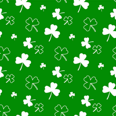 Vector abstract logo for St. Patrick's Day on Shamrock background, irish Clover composition with label saint patrick day on shamrock leaf pattern backdropのイラスト素材