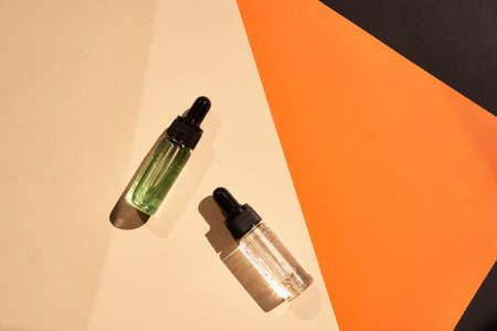 Essential oils on the trendy geometric background
