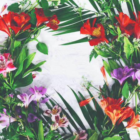Vintage bouquet of beautiful flowers on white.の写真素材